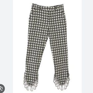 AREA Freida Crystal Trim Houndstooth Pants